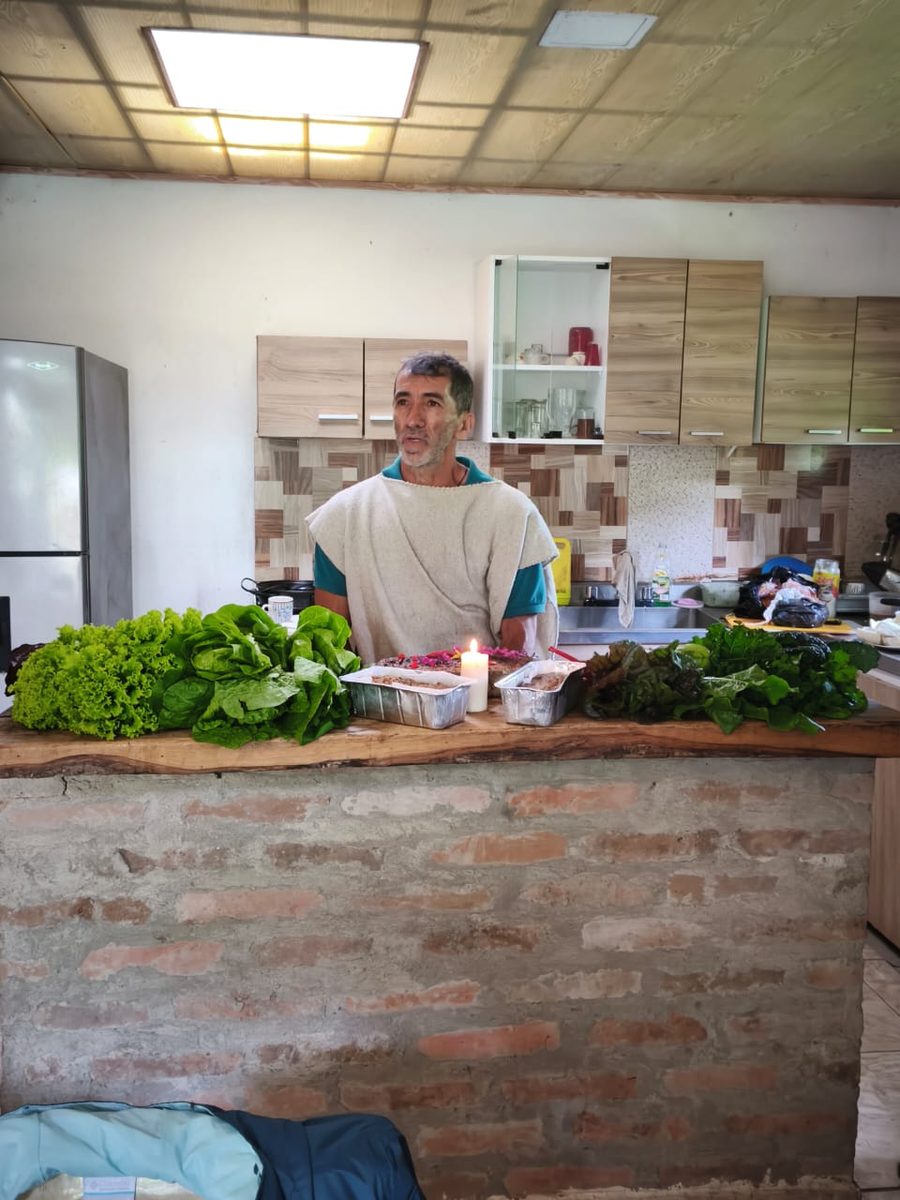 Un encuentro en la cocina con lechugas y acelgas sobre la mesa